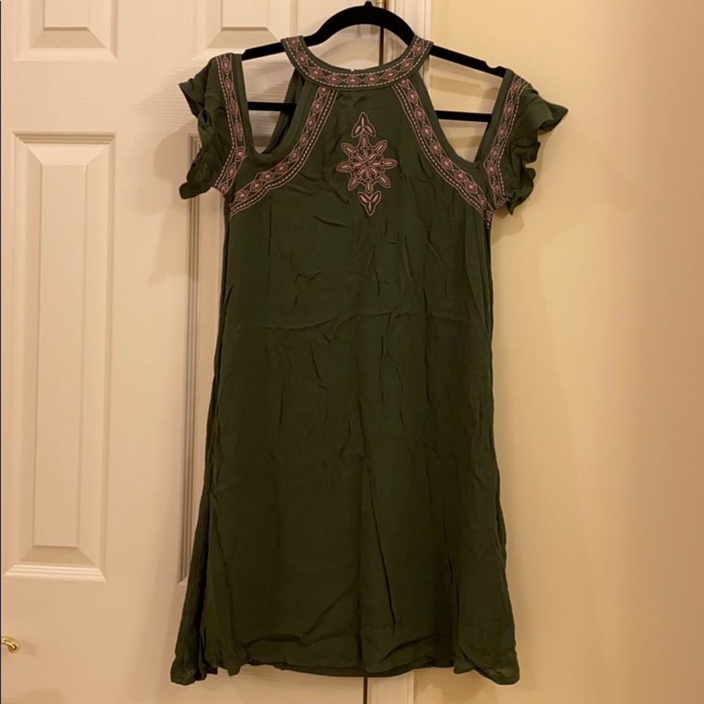 Green Dress with Drop Shoulders